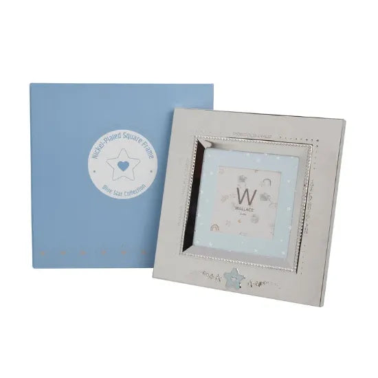Personalized Nickel-Plated Baby Star Picture Frame – Pink or Blue | 3x3 Keepsake Photo Frame