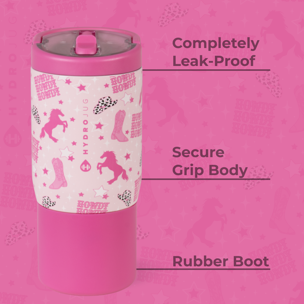 HydroJug Kids Cowgirl Sport Bottle 14oz | Insulated Leak-Proof Water Bottle for Kids