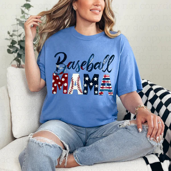 Baseball Mama Patriotic T-Shirt
