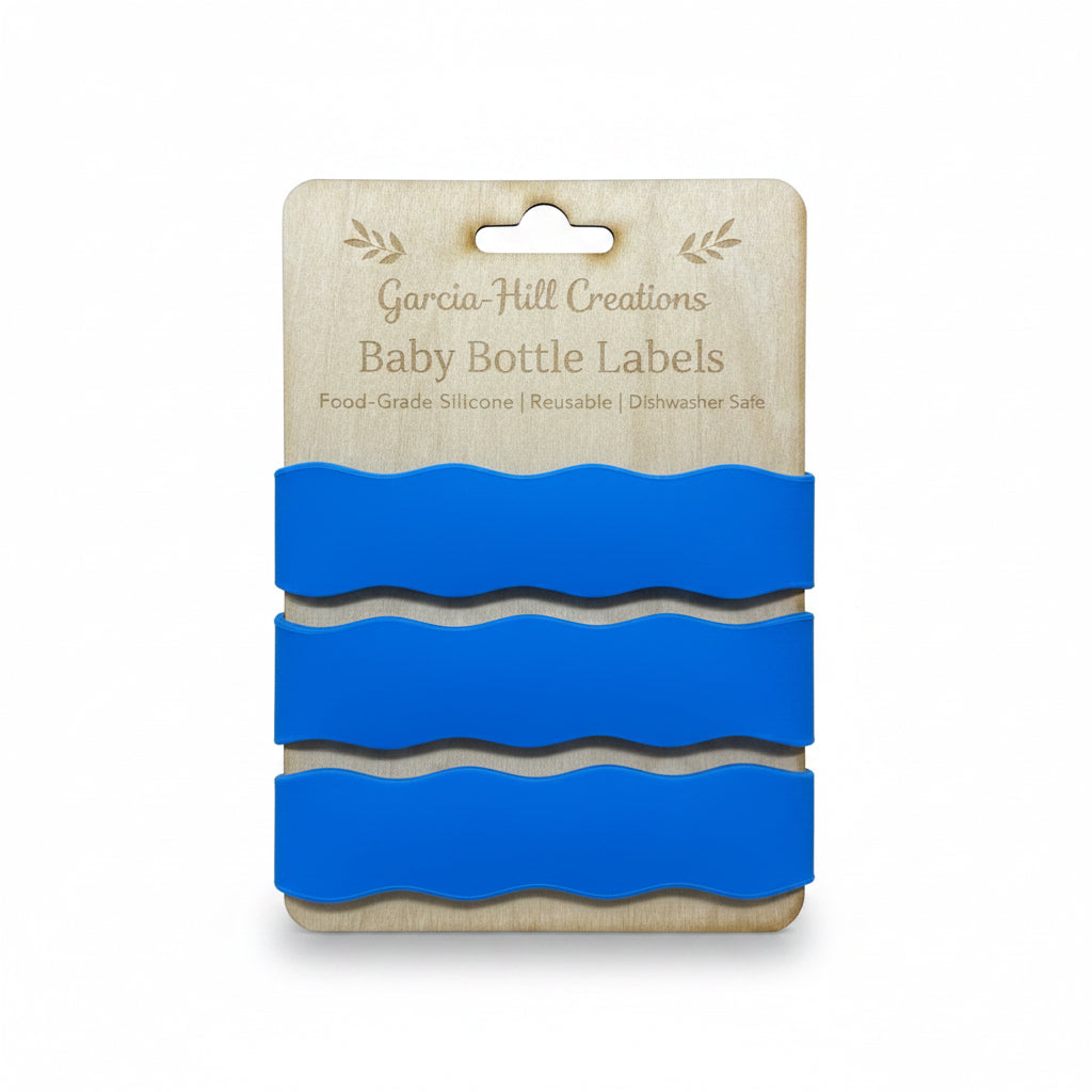 Custom Engraved Wavy Baby Bottle Bands | Personalized Silicone Bottle Labels for Babies & Toddlers