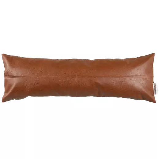 Custom Engraved Faux Leather Lumbar Pillow | Personalized 12" x 36" Family Name Pillow