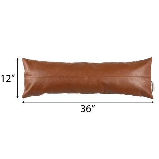 Custom Engraved Faux Leather Lumbar Pillow | Personalized 12" x 36" Family Name Pillow