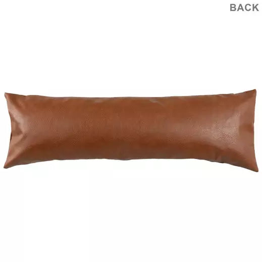 Custom Engraved Faux Leather Lumbar Pillow | Personalized 12" x 36" Family Name Pillow