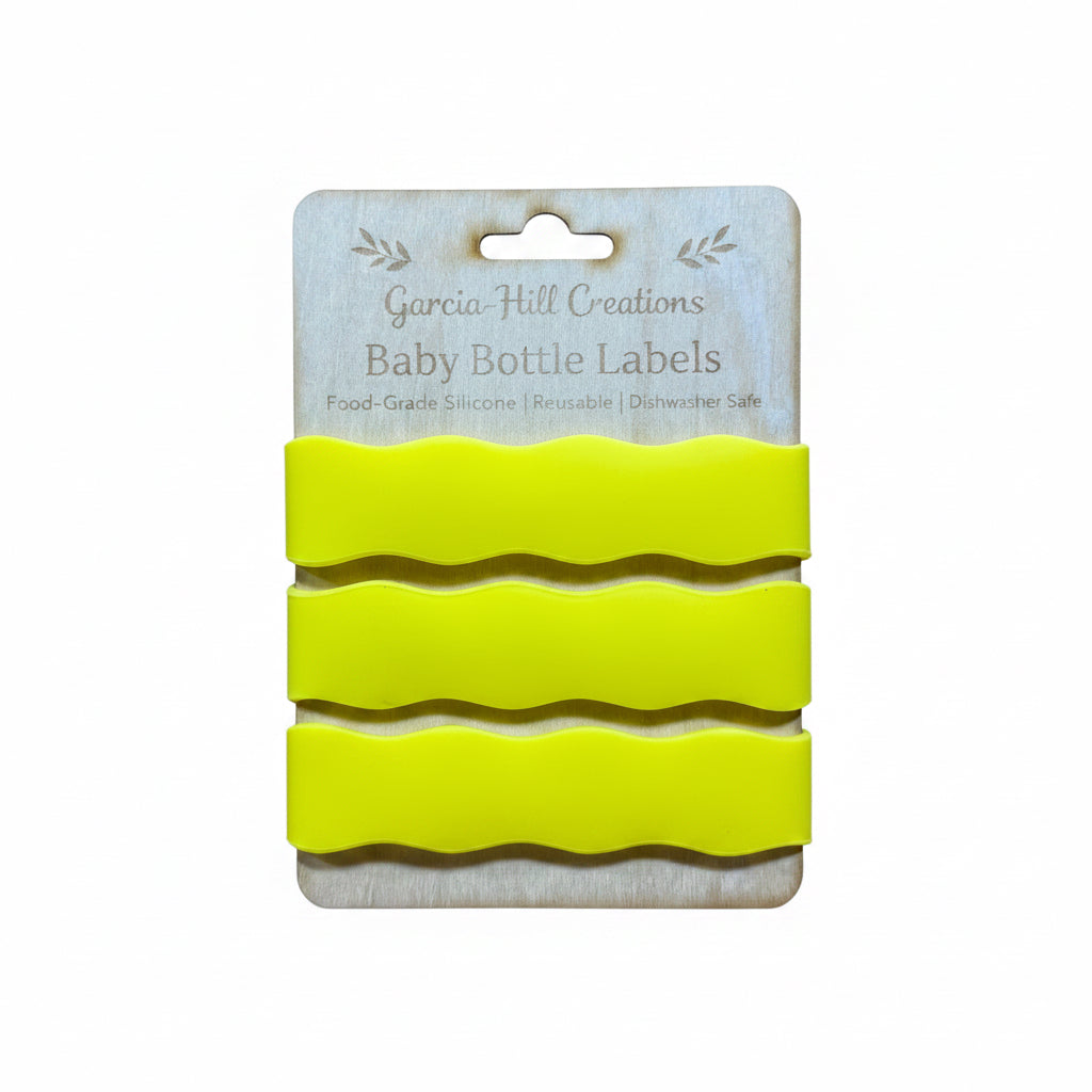 Custom Engraved Wavy Baby Bottle Bands | Personalized Silicone Bottle Labels for Babies & Toddlers