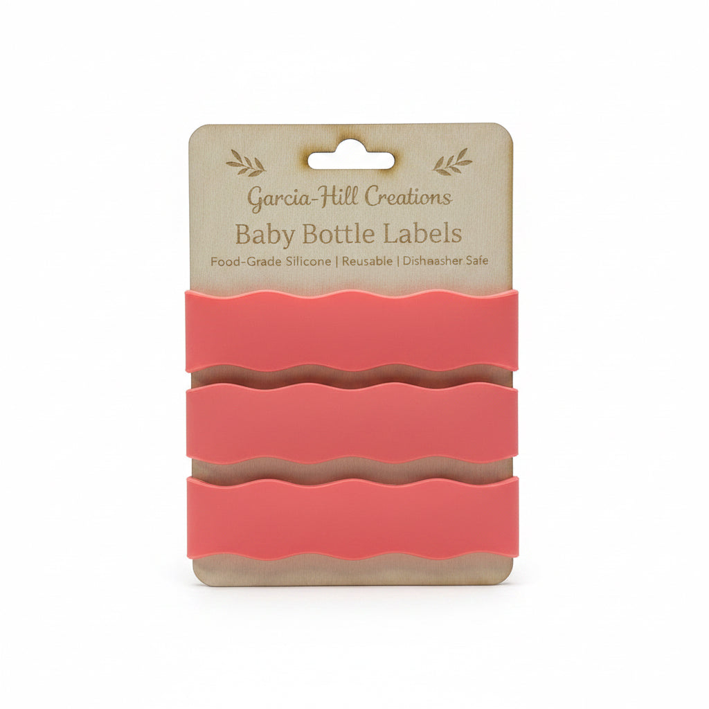 Custom Engraved Wavy Baby Bottle Bands | Personalized Silicone Bottle Labels for Babies & Toddlers