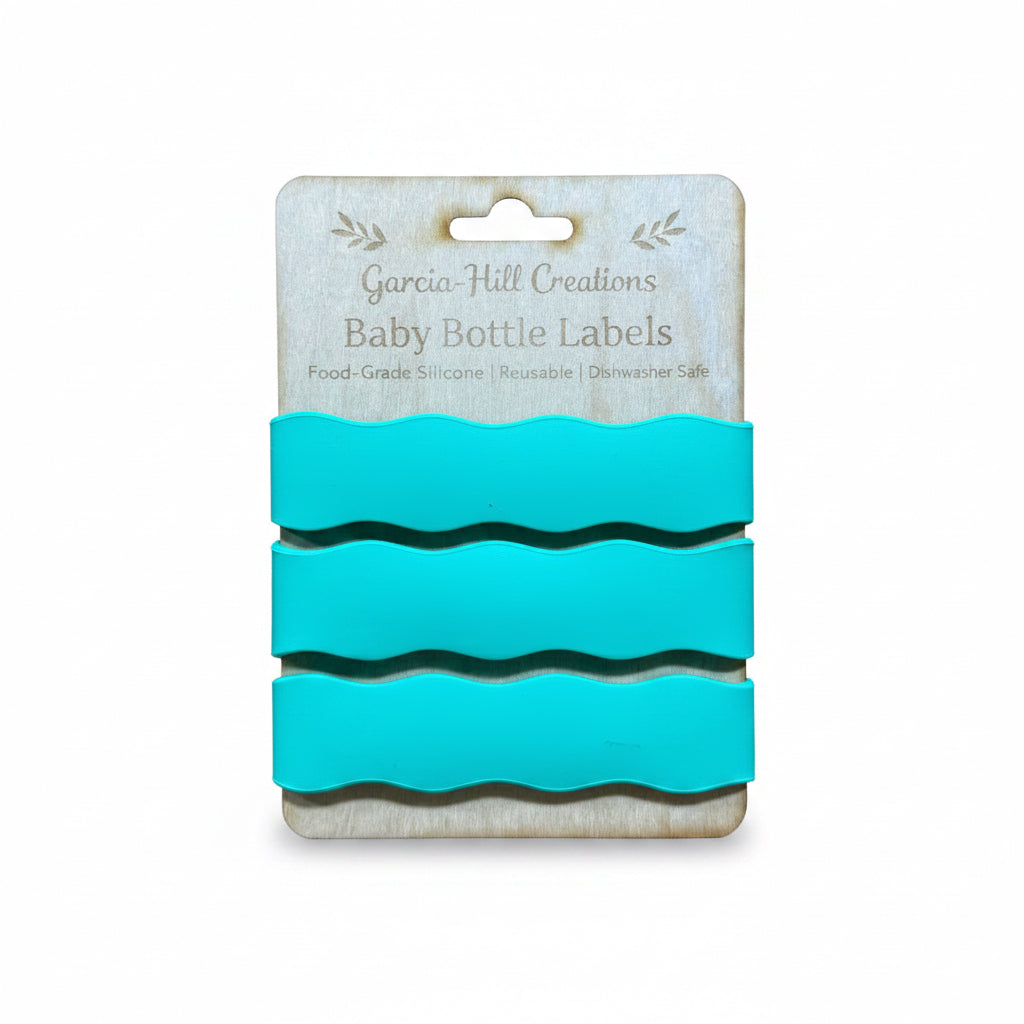Custom Engraved Wavy Baby Bottle Bands | Personalized Silicone Bottle Labels for Babies & Toddlers