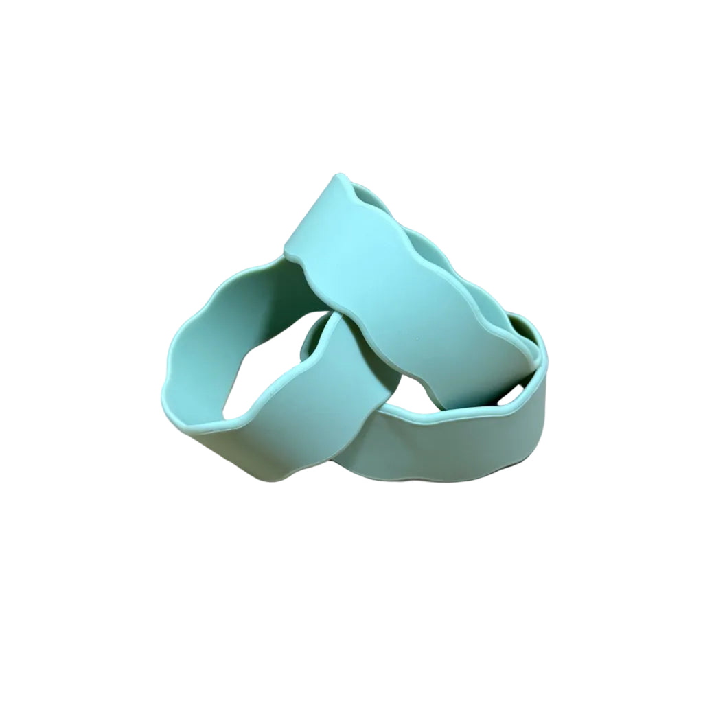 Custom Engraved Wavy Silicone Baby Bottle Bands | Personalized Reusable Bottle Labels | Multiple Color Options