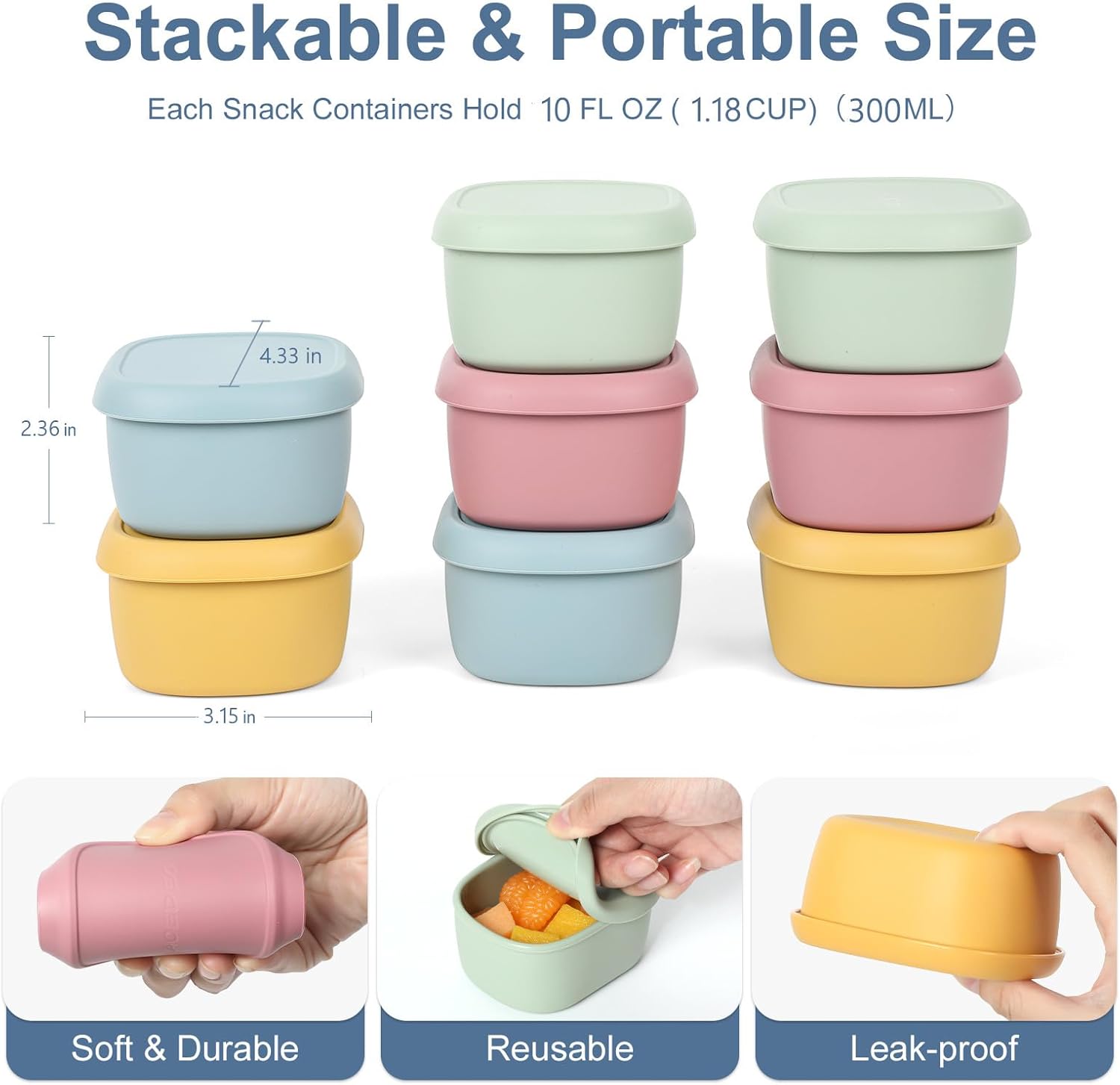 10 oz Personalized Silicone Snack Container | Custom Kids Snack Cup