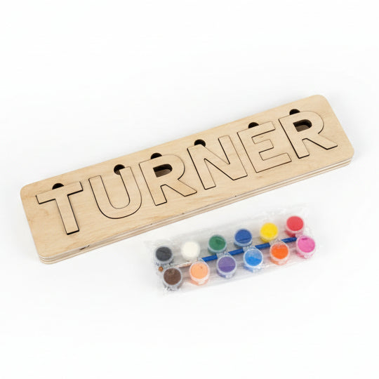 Personalized Wooden Name Puzzle with Paint Kit | Custom Kids Learning Toy