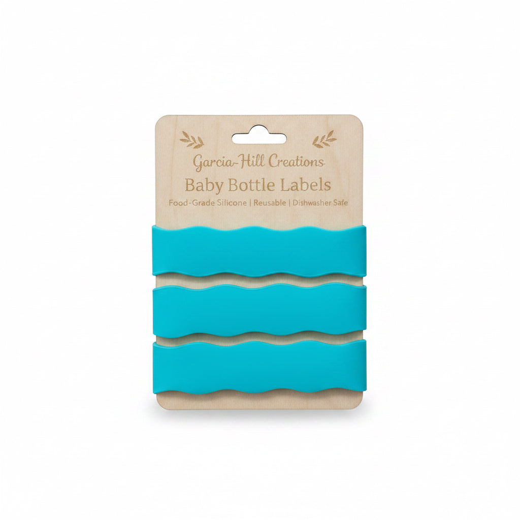 Custom Engraved Wavy Baby Bottle Bands | Personalized Silicone Bottle Labels for Babies & Toddlers