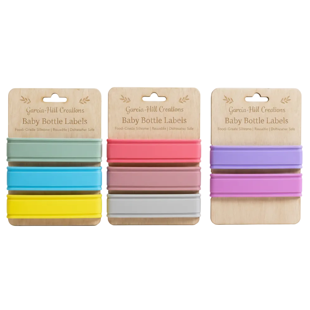 Custom Engraved Silicone Baby Bottle Bands | Personalized Baby Bottle Labels | Reusable Bottle Identifiers for Daycare, Preschool & On-The-Go