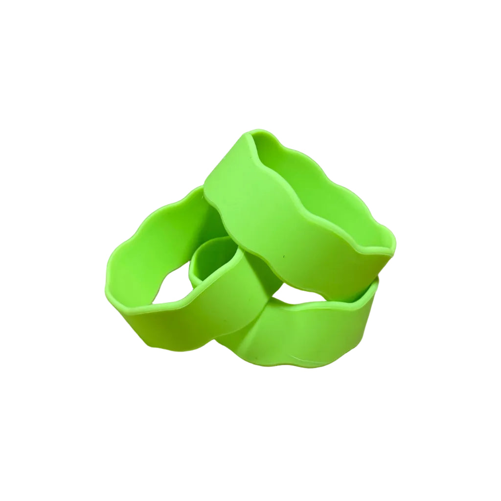 Custom Engraved Wavy Silicone Baby Bottle Bands | Personalized Reusable Bottle Labels | Multiple Color Options