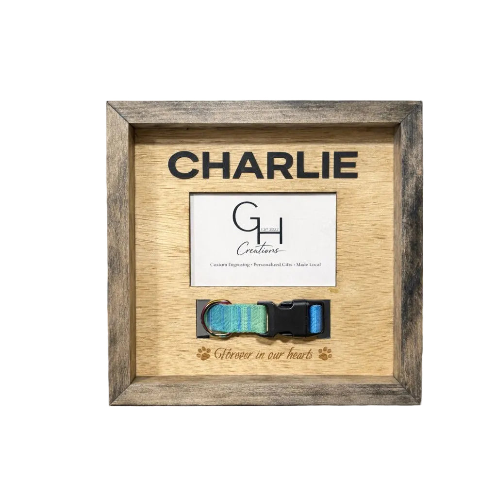 Custom Pet Memorial Frame with Collar Holder | Personalized 4x6 Keepsake