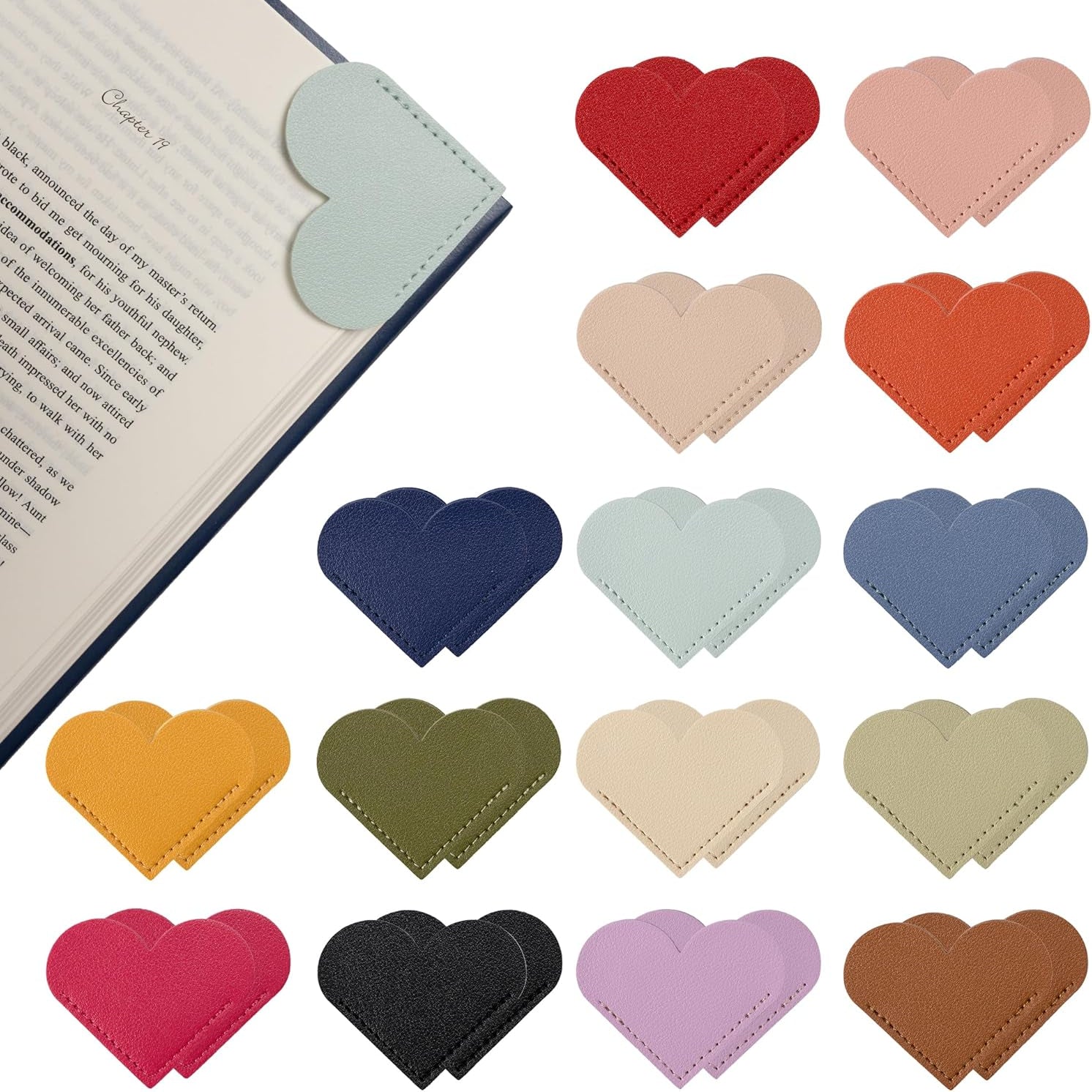 Heart-Shaped Bookmark Corner Clips | 15 Color Options | Personalized Initial Bookmark