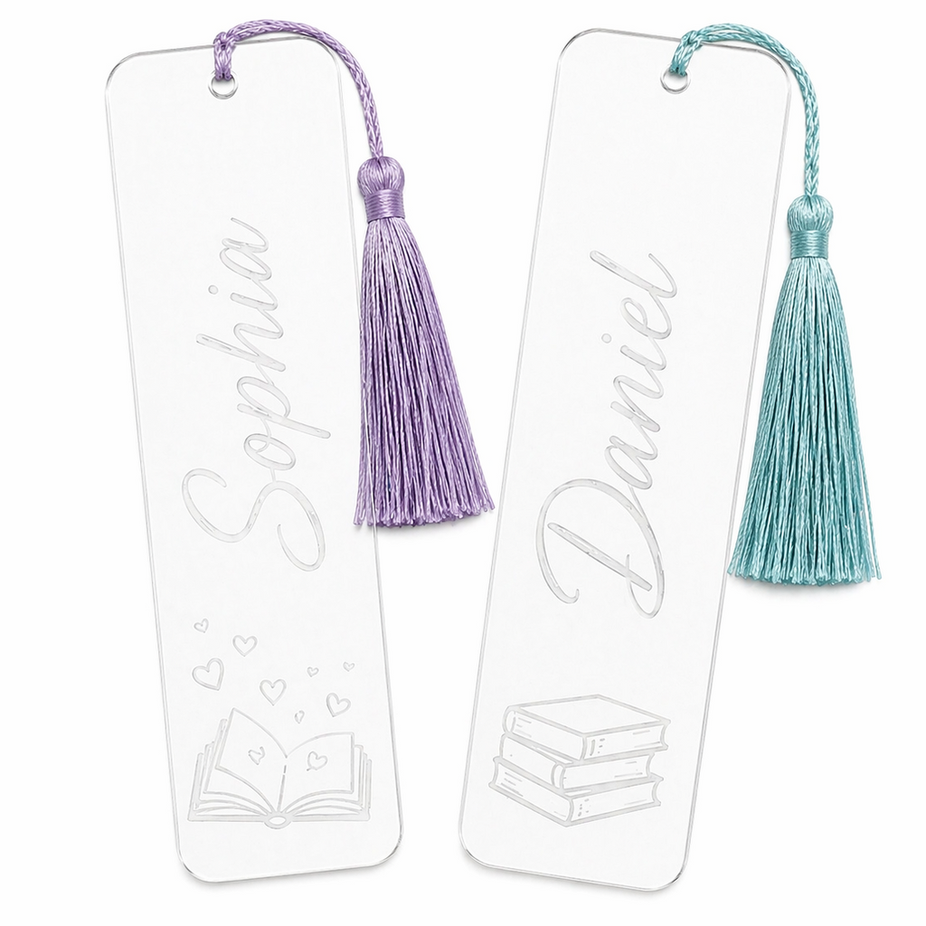 Custom Engraved Acrylic Bookmarks with Tassel – Personalized Name Bookmark
