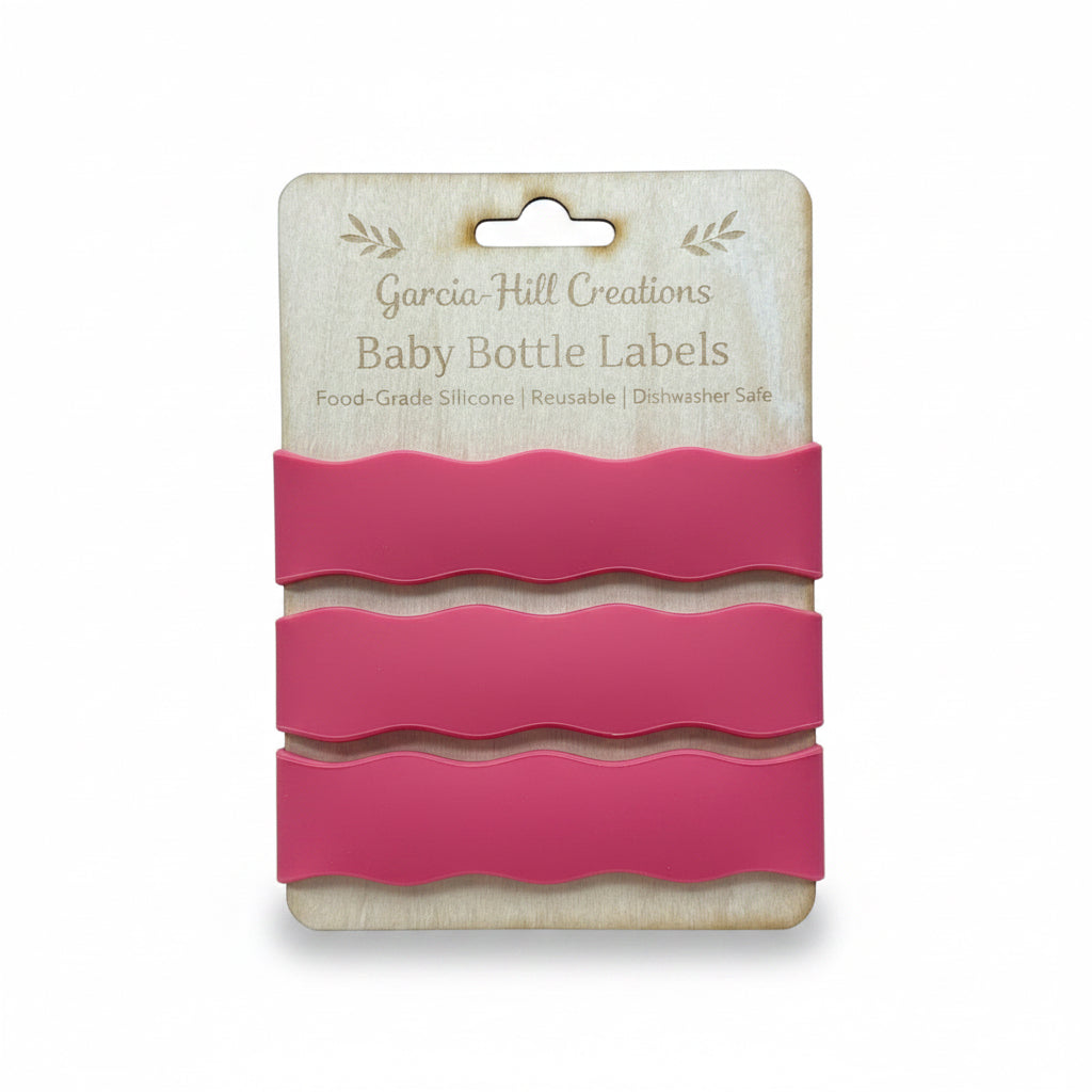 Custom Engraved Wavy Baby Bottle Bands | Personalized Silicone Bottle Labels for Babies & Toddlers