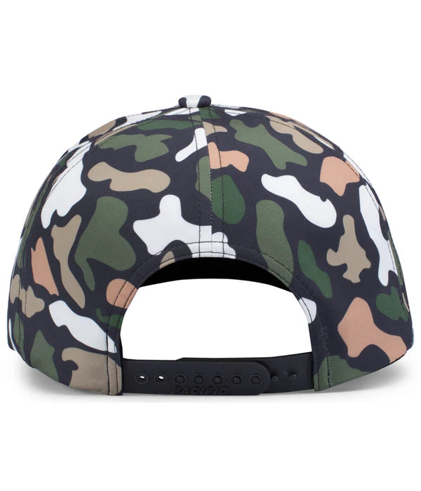 Pacific Headwear P685 Camo 5-Panel Trucker Cap | Duck Camo Snapback Hat