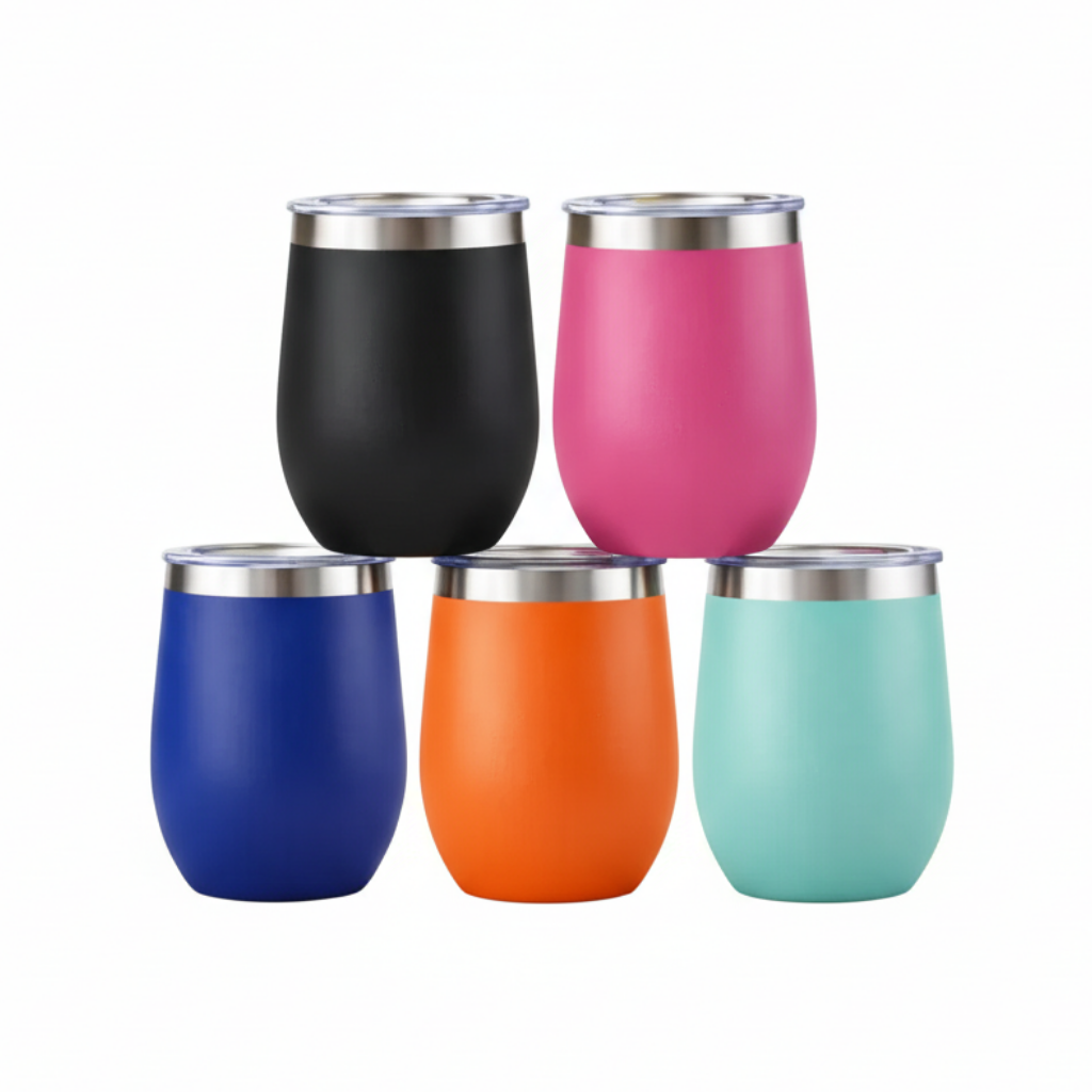 Custom Engraved 12oz Wine Tumbler | Personalized Stemless Cup with Lid