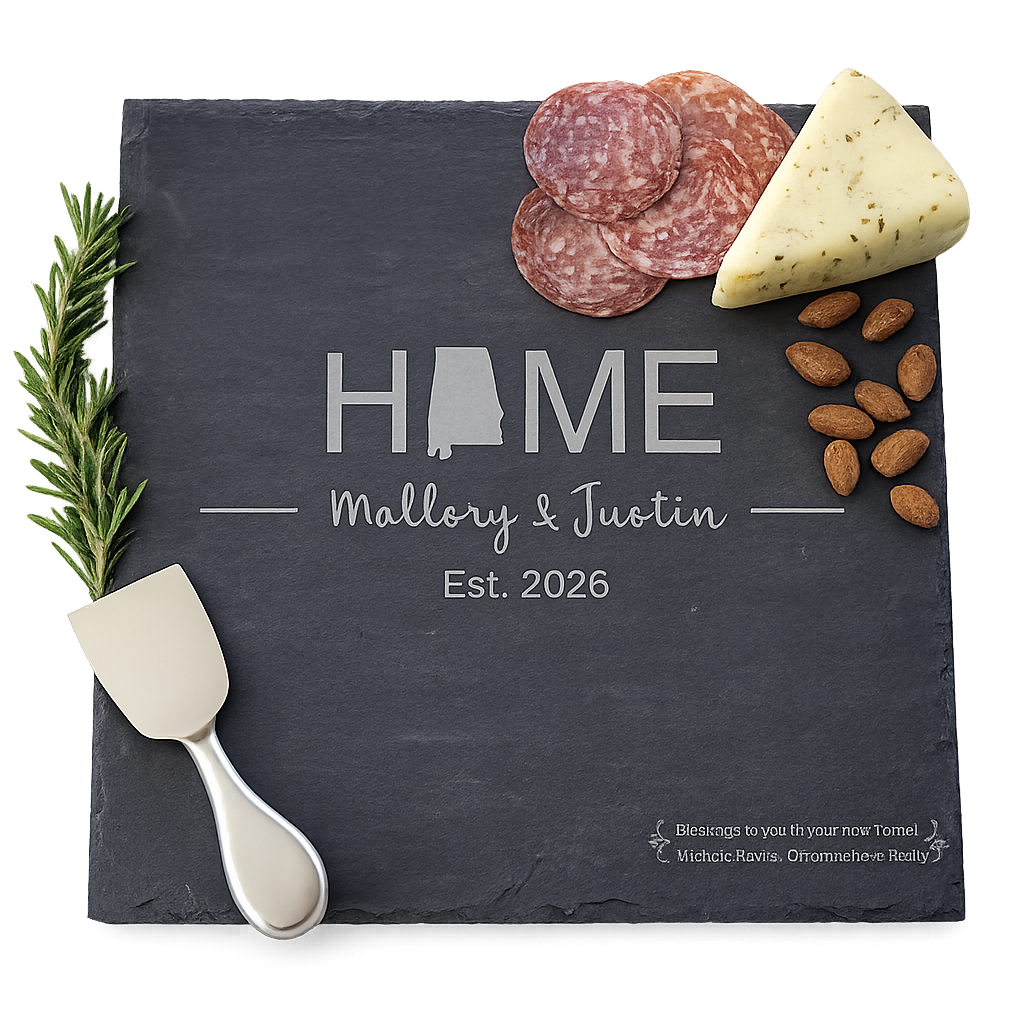 Custom Engraved Slate Serving Platter | Personalized Charcuterie Board