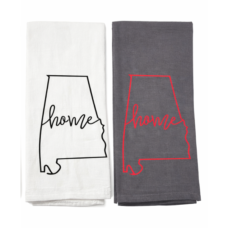 Alabama “Home” Flour Sack Kitchen Towel | State Pride Tea Towel