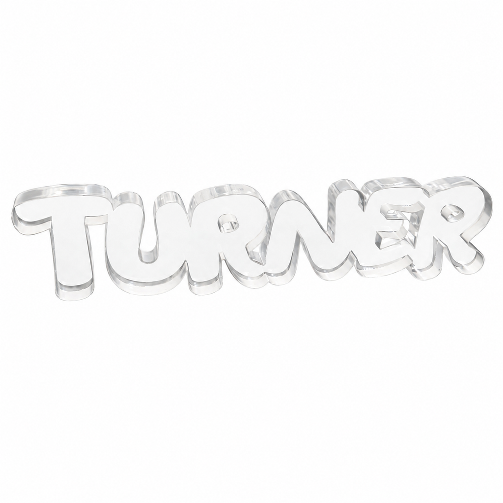 Custom Kids Acrylic Shelf Name | 1/2" Thick Personalized Name Sign | Clear or Colored Border | Nursery, Bedroom & Playroom Décor