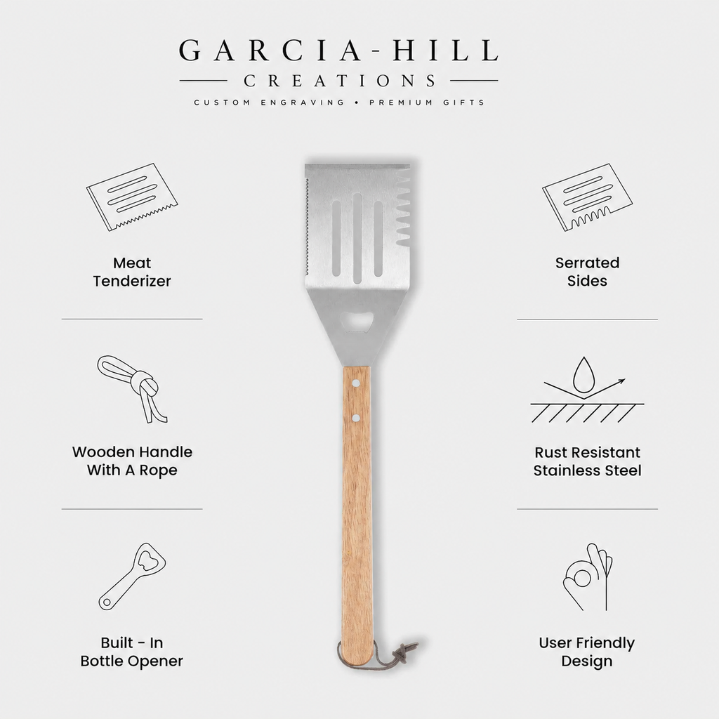 Personalized BBQ Grill Spatula with Bottle Opener | Custom Engraved Father's Day Gift