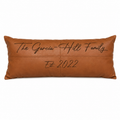 Custom Engraved Faux Leather Lumbar Pillow | Personalized 12" x 36" Family Name Pillow