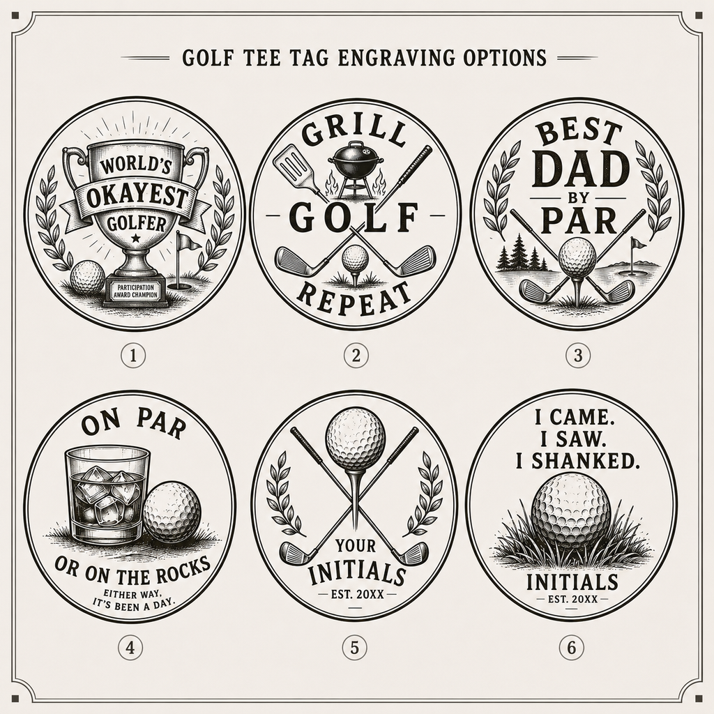 Personalized Golf Tee Tag for Dad | Custom Leatherette Golf Bag Tag Holds 5 Tees | Father’s Day Golf Gift