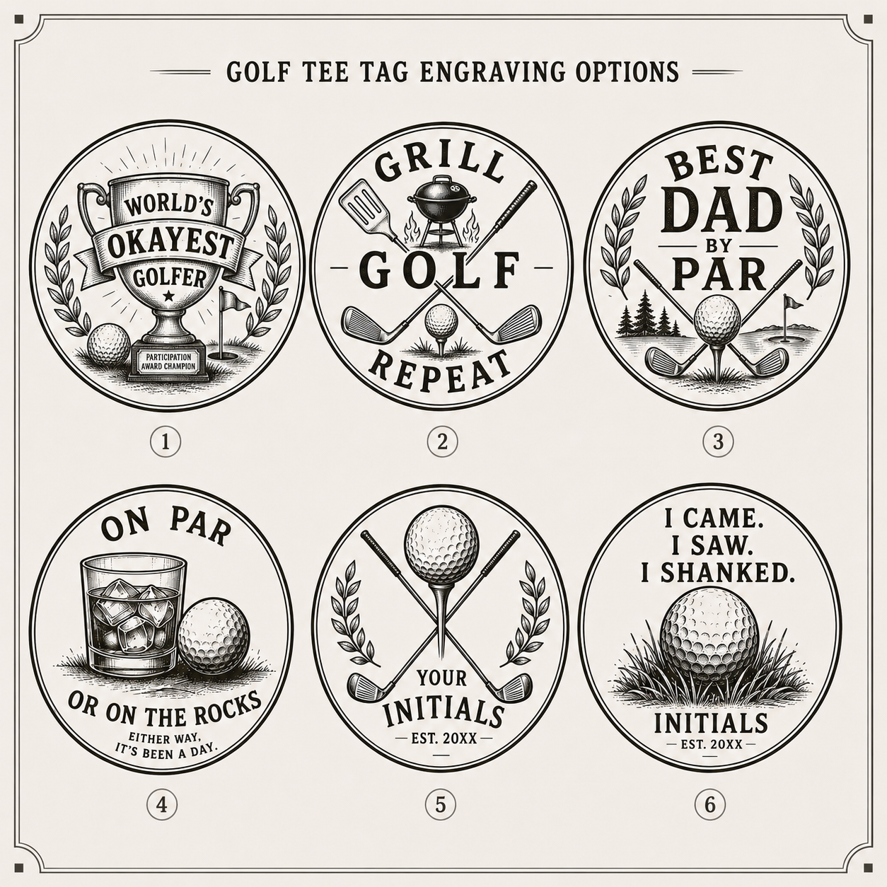 Personalized Golf Tee Tag for Dad | Custom Leatherette Golf Bag Tag Holds 5 Tees | Father’s Day Golf Gift