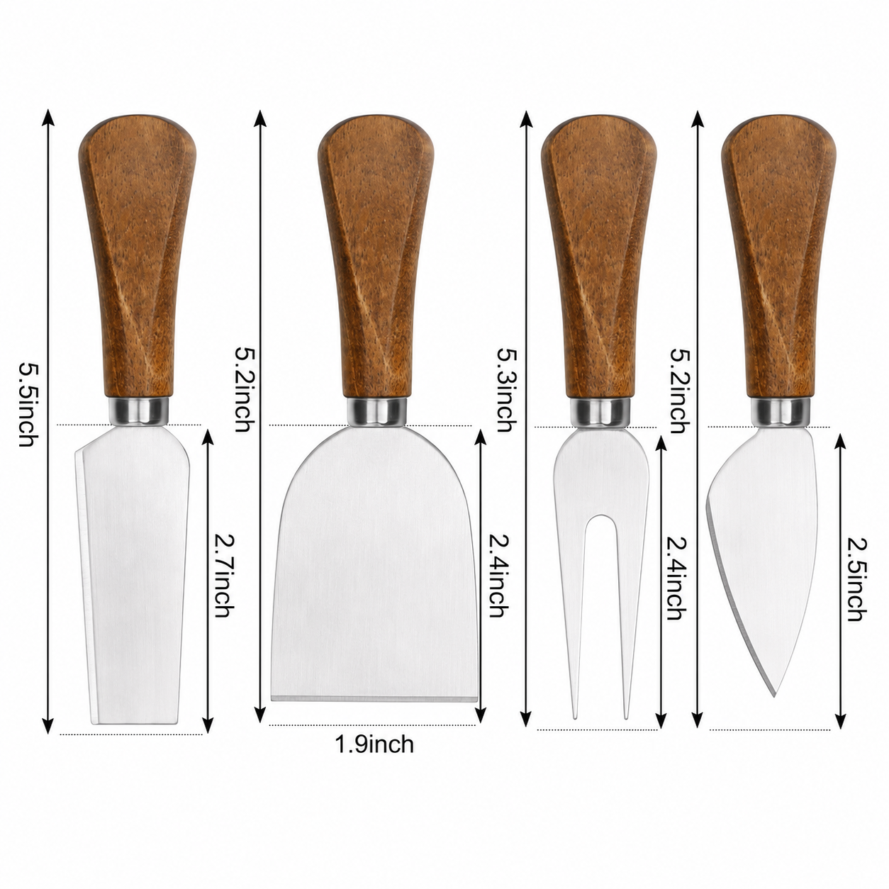 Custom Engraved Cheese Knife Set (Set of 4) | Personalized Charcuterie Accessories
