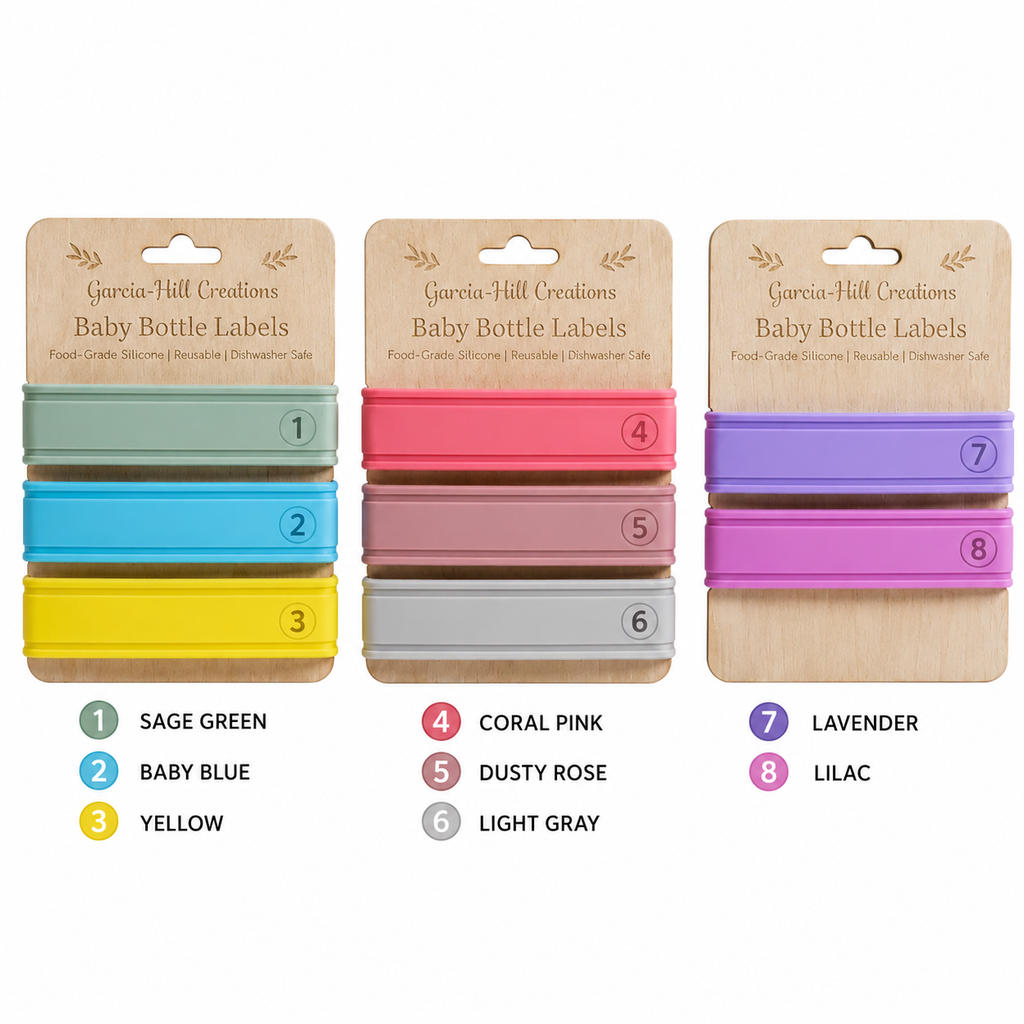 Custom Engraved Silicone Baby Bottle Bands | Personalized Baby Bottle Labels | Reusable Bottle Identifiers for Daycare, Preschool & On-The-Go