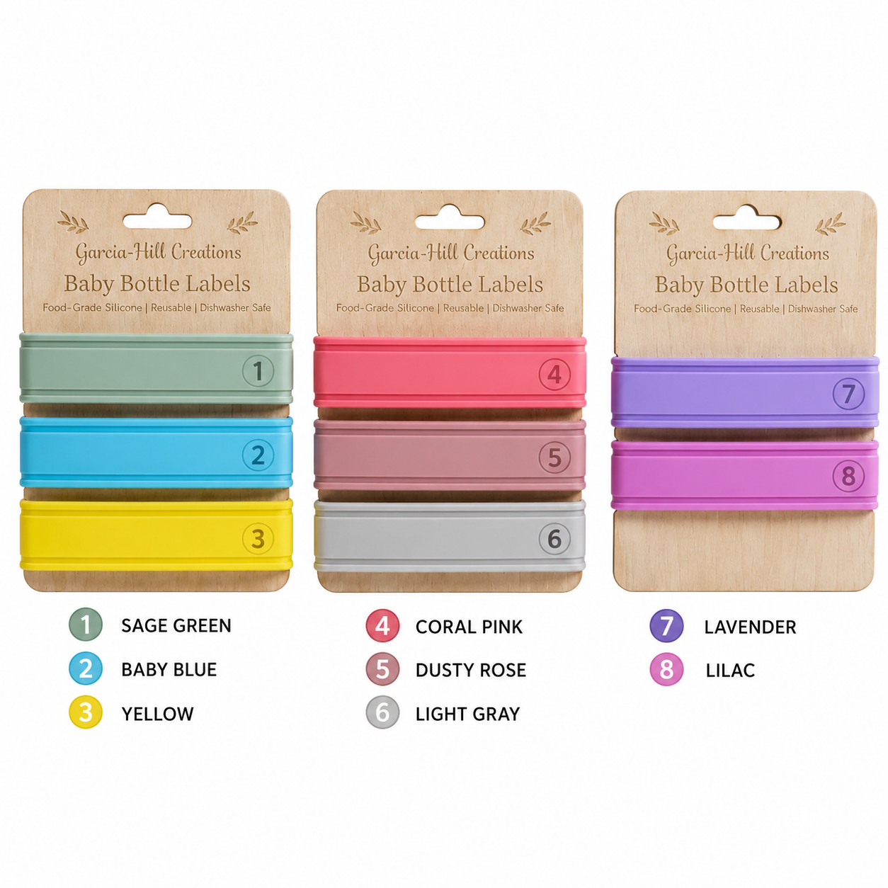 Custom Engraved Silicone Baby Bottle Bands | Personalized Baby Bottle Labels | Reusable Bottle Identifiers for Daycare, Preschool & On-The-Go