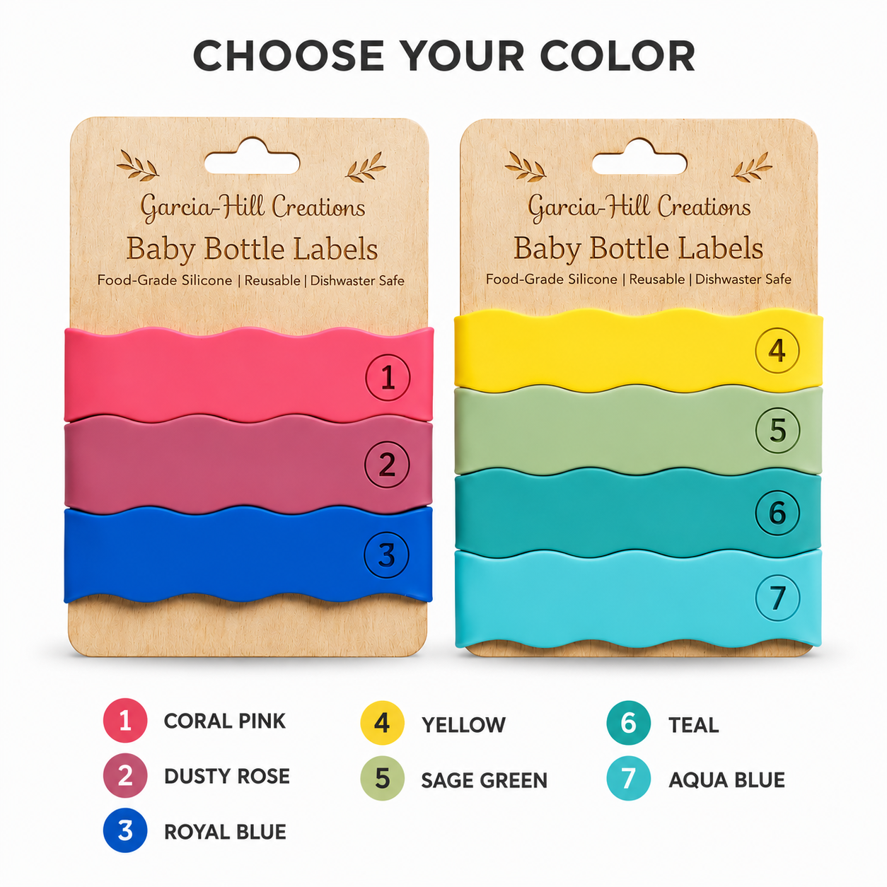 Custom Engraved Wavy Baby Bottle Bands | Personalized Silicone Bottle Labels for Babies & Toddlers