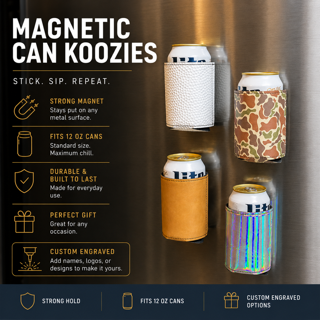 Magnetic Can Cooler | Premium Leatherette Regular Can Duster