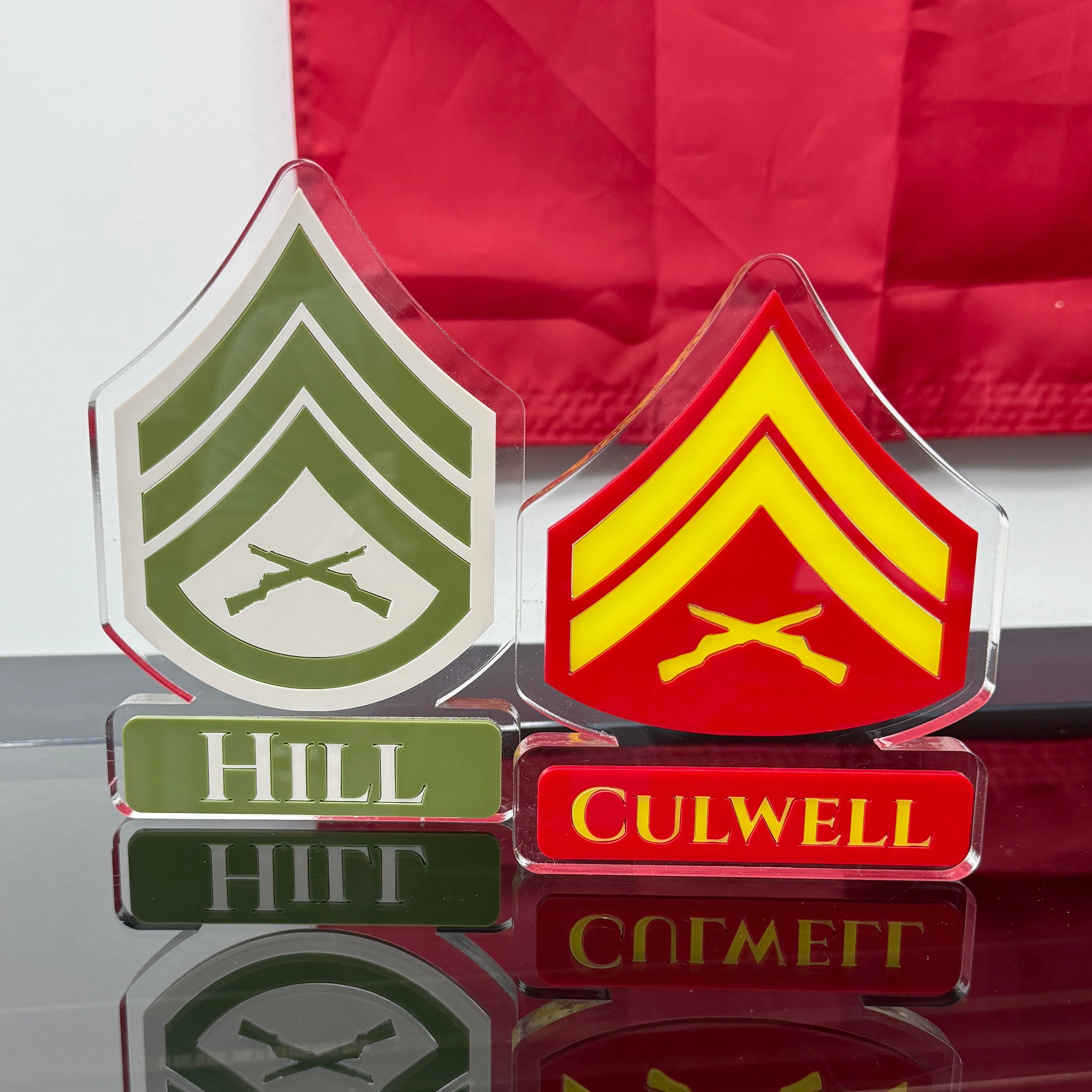 Personalized Military Rank Name Display | Custom Acrylic Desk Plaque | Army, Marine Corps, Navy & Air Force