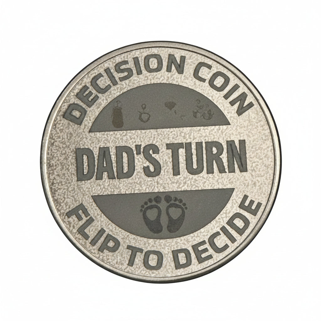 Parent Decision Coin | Mom's Turn Dad's Turn Flip Coin | Funny New Parent Gift | Solid Brass Decision Maker