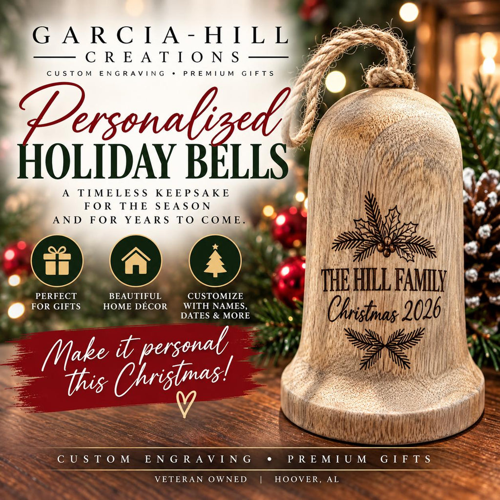 Personalized Wooden Holiday Bell Ornament | Custom Family Name Christmas Décor