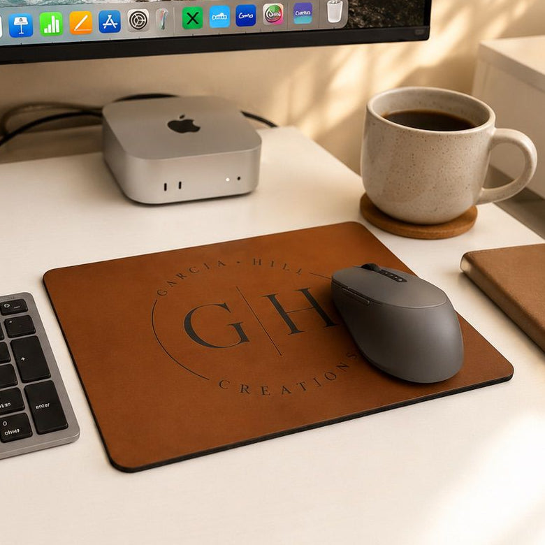 Personalized Leatherette Mouse Pad | Custom Engraved Non-Slip Mousepad with Logo, Name, or Monogram