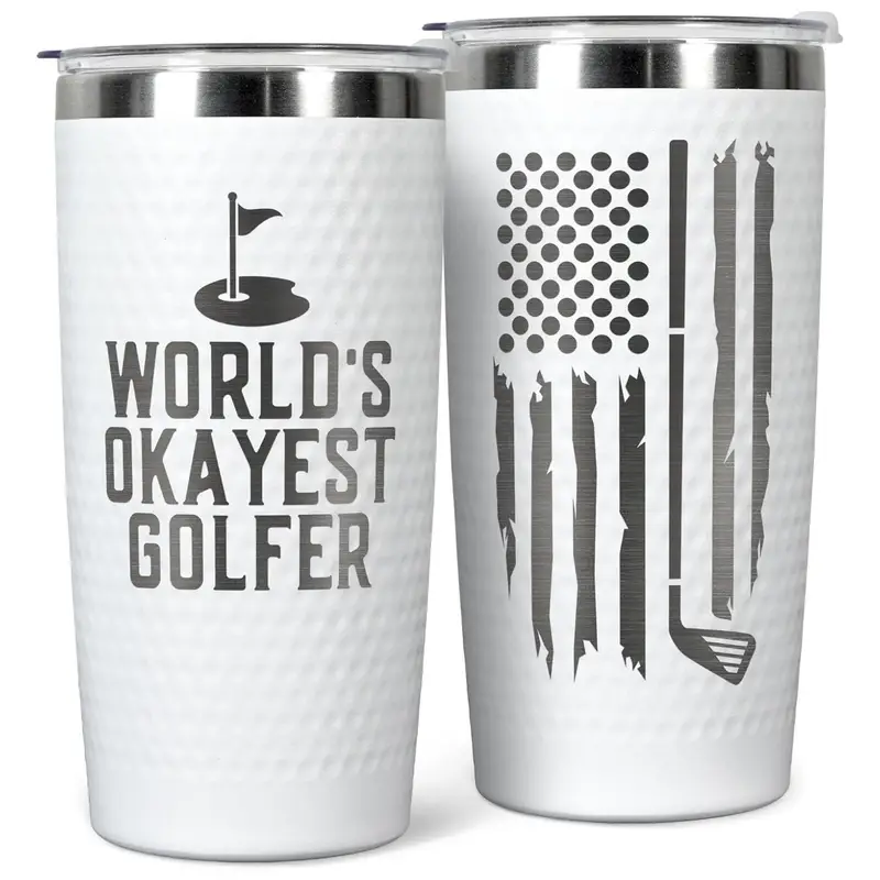 Custom Engraved 20oz Golf Tumbler | Personalized Golf Ball Texture Cup