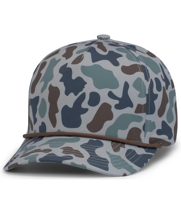 Pacific Headwear P685 Camo 5-Panel Trucker Cap | Duck Camo Snapback Hat