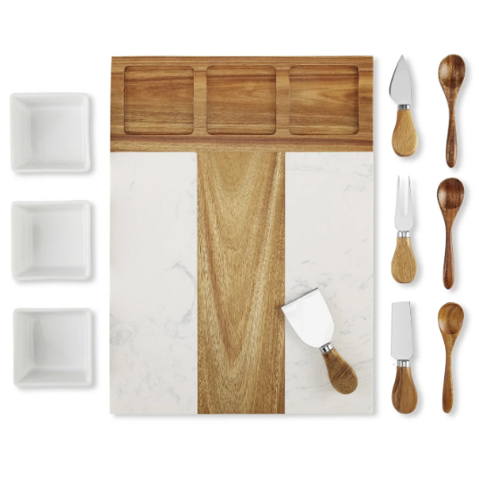Custom Engraved Marble Charcuterie Board Set | Personalized Serving Board Gift
