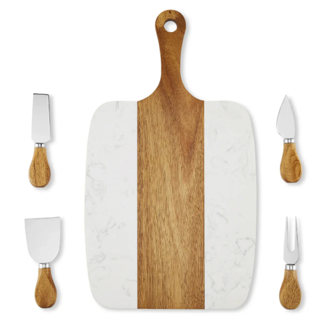Custom Engraved Marble Serving Board Set | Personalized Charcuterie Board