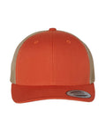 YP Classics Yupoong 6606 Retro Trucker Cap | Snapback Mesh Hat Rustic Orange & Khaki