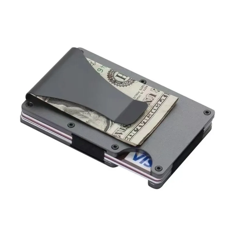 Minimalist RFID Blocking Aluminum Wallet | Ultra-Thin Metal Card Holder & Money Clip for Men & Women
