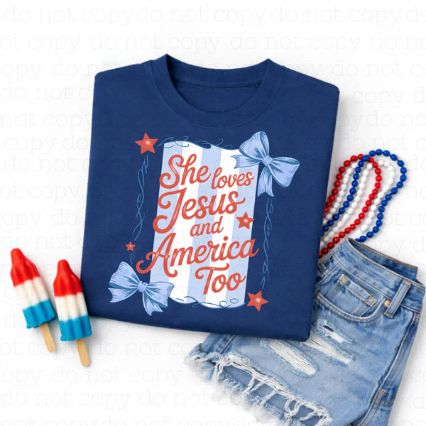 She Loves Jesus and America Too T-Shirt