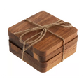 Custom Engraved Acacia Wood Coasters | Personalized Coaster Set