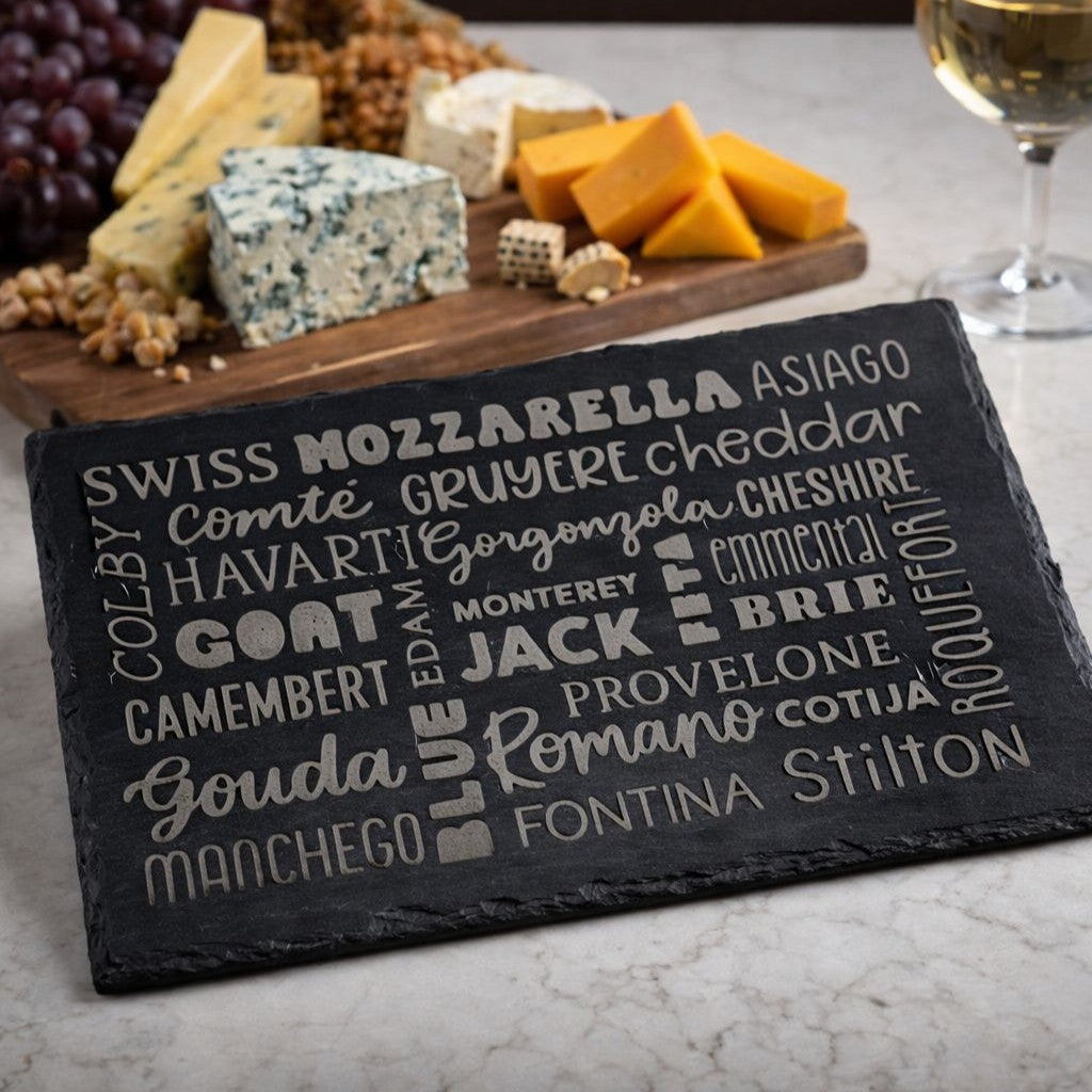 Custom Engraved Slate Serving Platter | Personalized Charcuterie Board