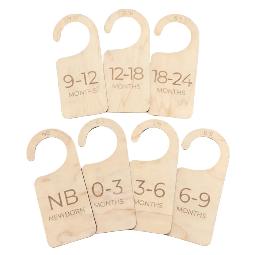 Wooden Baby Closet Dividers (Set of 7) | Nursery Clothing Organizer