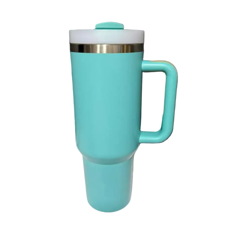 Custom Engraved 40oz Tumbler | Personalized Insulated Cup with Handle & Straw