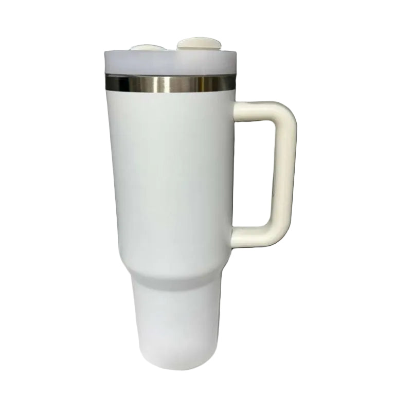 Custom Engraved 40oz Tumbler | Personalized Insulated Cup with Handle & Straw